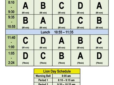 Bell Schedule 2026-27